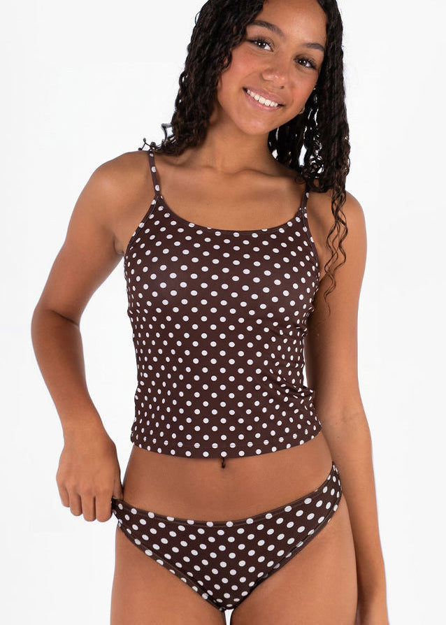 Tankini Top Brown Polka