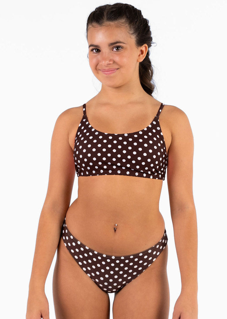 Coconut Bikini Top Chocolate Polka