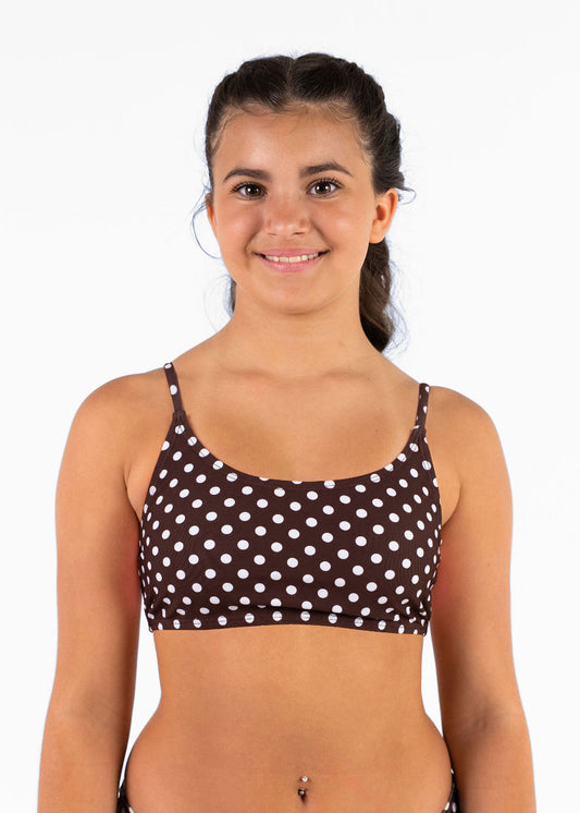 Coconut Bikini Top Chocolate Polka