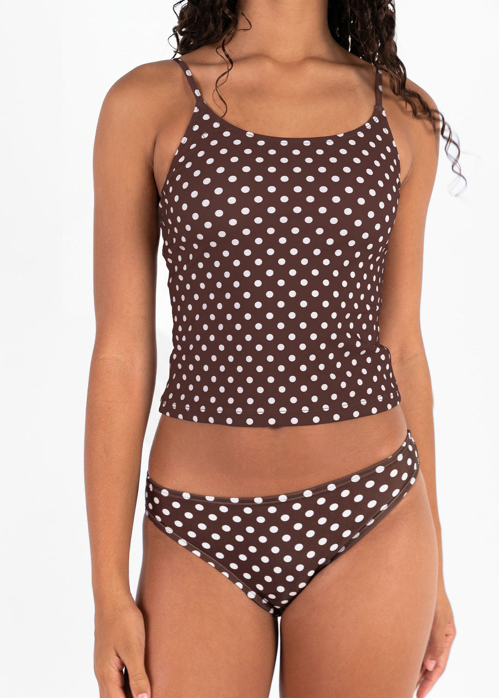 Tankini Top Chocolate Polka