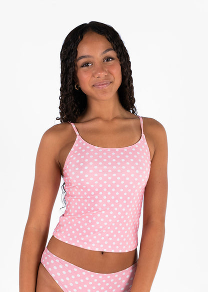 Tankini Top Pink Polka Dot