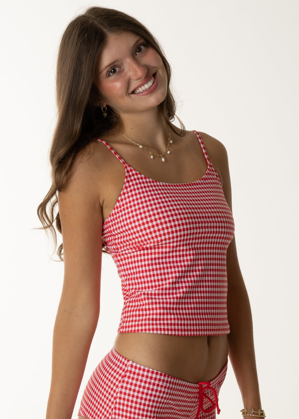 Tankini Top Red Gingham