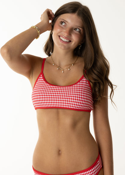Coconut Bikini Top Red Gingham